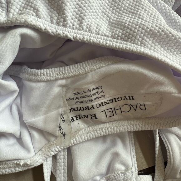 New RACHEL Rachel Roy Pique Lattice Cutout One Piece Swimsuit White Small - Picture 7 of 7